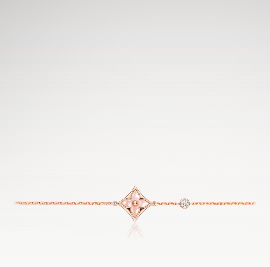 1_517960d5-5848-4d28-9daa-9e47e9e541aa.png Color Blossom Star Bracelet, Plated With 18k Rose Gold, Pink Mother-of-Pearl, And Zircon - Image 1