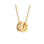Zeistia x  B.zero1 Rock necklace with 18 kt  gold plated pendant with studded spiral, pavé diamonds on the edges