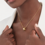Zeistia x  B.zero1 necklace,925 Silver,18k Gold Plated, Pendant edge set with zircons - Image 13