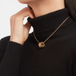 Zeistia x  B.zero1 Rock necklace with 18 kt  gold plated pendant with studded spiral, pavé diamonds on the edges - Image 3