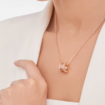 Zeistia x  B.zero1 Rock necklace with 18 kt  gold plated pendant with studded spiral, pavé diamonds on the edges - Image 6